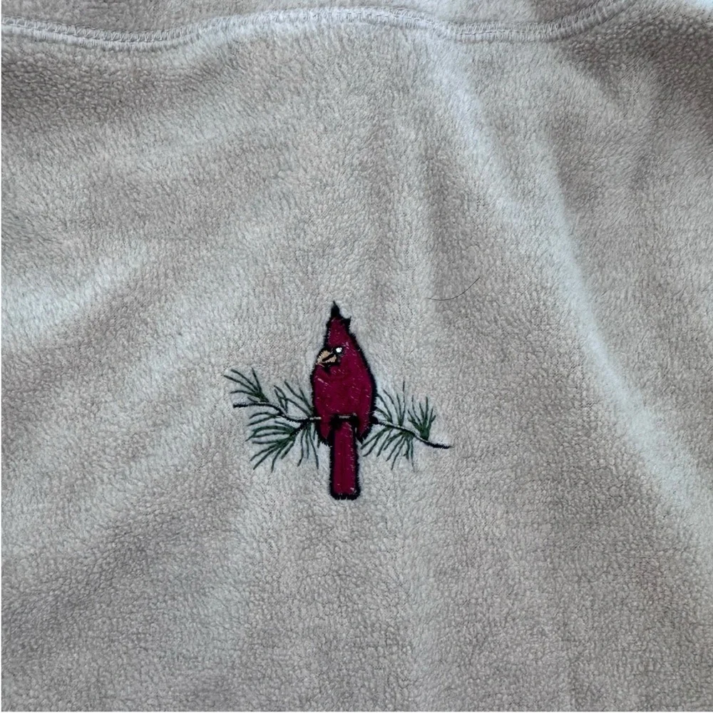 Baxter & Wells Tan  Zip Up Embroidered Birds Fleece Vest Size 2XL